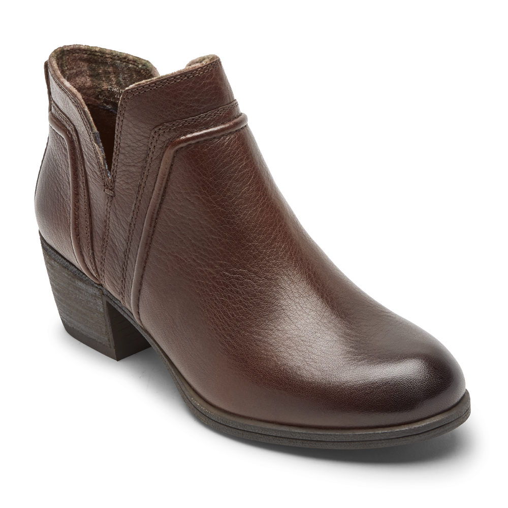 Rockport Singapore Womens Booties - Cobb Hill Anisa V-Cut Brown - LH8659027